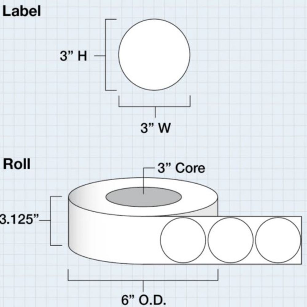 3 in (76mm) Circle Die Cut High Gloss Paper for IColor 200 / 250 (825 labels per roll) #2